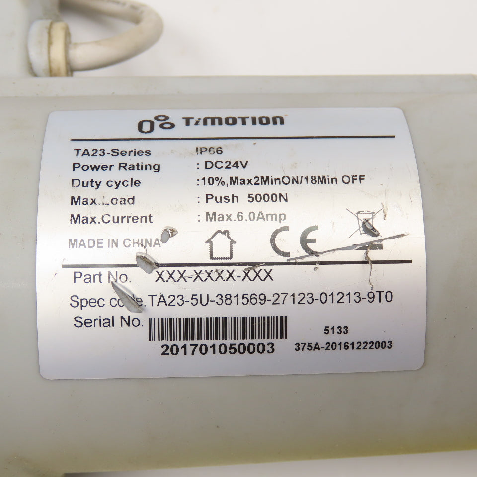 TiMotion TA-23 Series Actuator Cylinder 24VDC 5000N Push 24" OAL