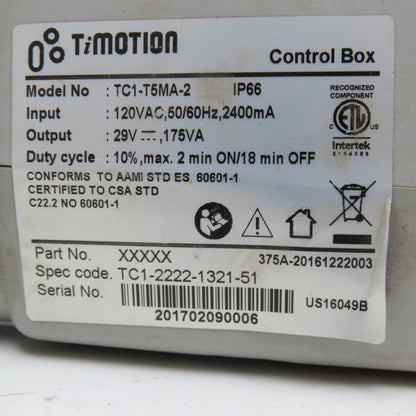 TiMotion TC1-T5MA-2 Control Box 120VAC 29VDC