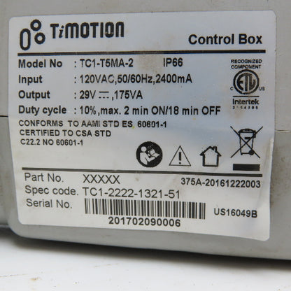 TiMotion TC1-T5MA-2 Control Box 120VAC 29VDC