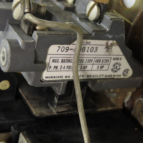 Allen Bradley 709-A0B103 Size 0 Motor Starter 5Hp 480V Coil 600V Max Lot Of 2
