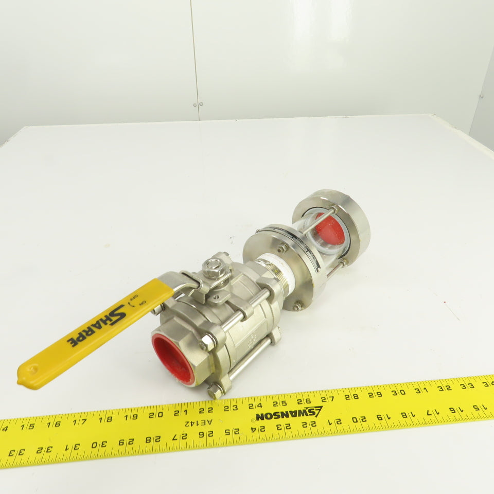 Archon AKGS-2-SS Full View Sight Flow Indicator W/ 2" Sharpe Ball Valve CF8M NEW