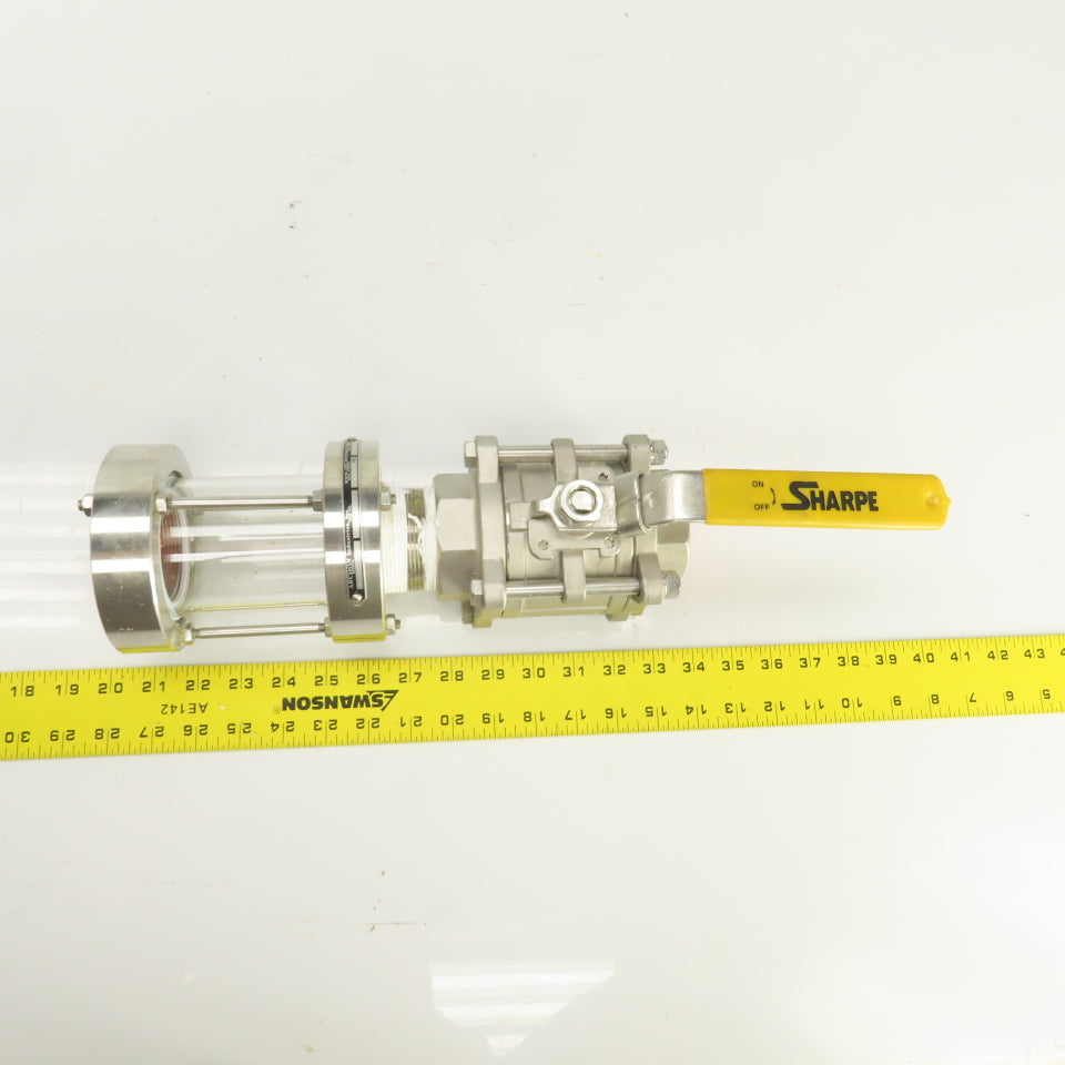 Archon AKGS-2-SS Full View Sight Flow Indicator W/ 2" Sharpe Ball Valve CF8M NEW