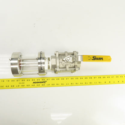 Archon AKGS-2-SS Full View Sight Flow Indicator W/ 2" Sharpe Ball Valve CF8M NEW