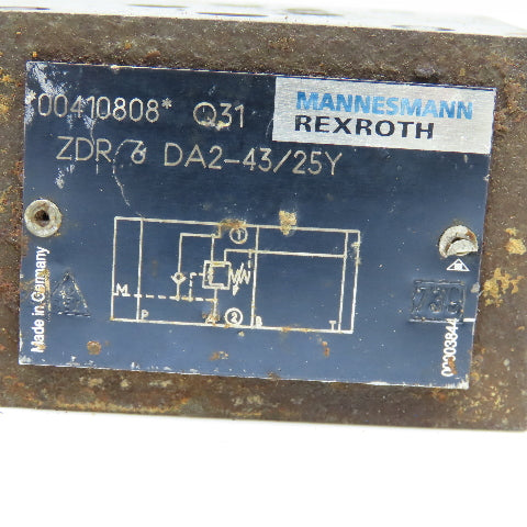 Rexroth ZDR 6 DA2-43/25Y Direct Operated Pressure Reducing Hydraulic Valve