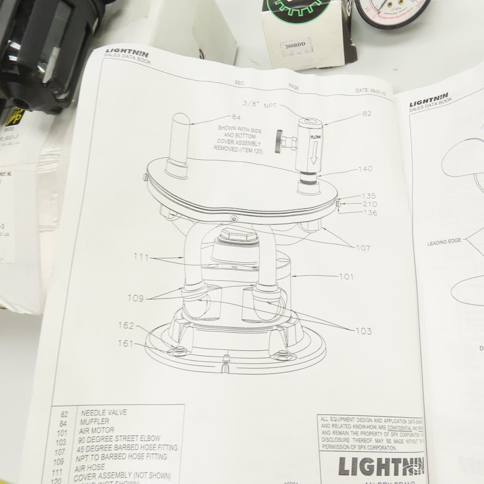 SPX MS1P8 Lightnin Direct Drive Clamp Mount Stainless Steel Air Mixer Motor NEW
