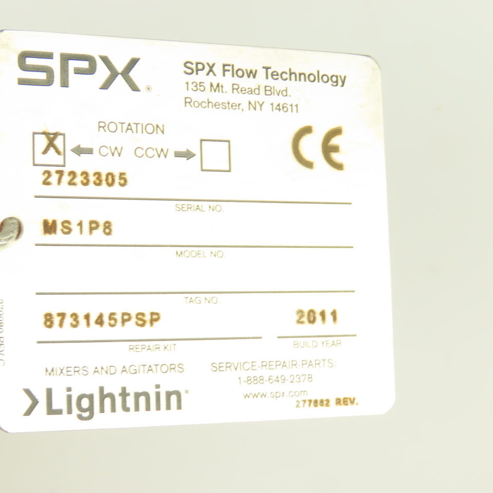 SPX MS1P8 Lightnin Direct Drive Clamp Mount Stainless Steel Air Mixer Motor NEW