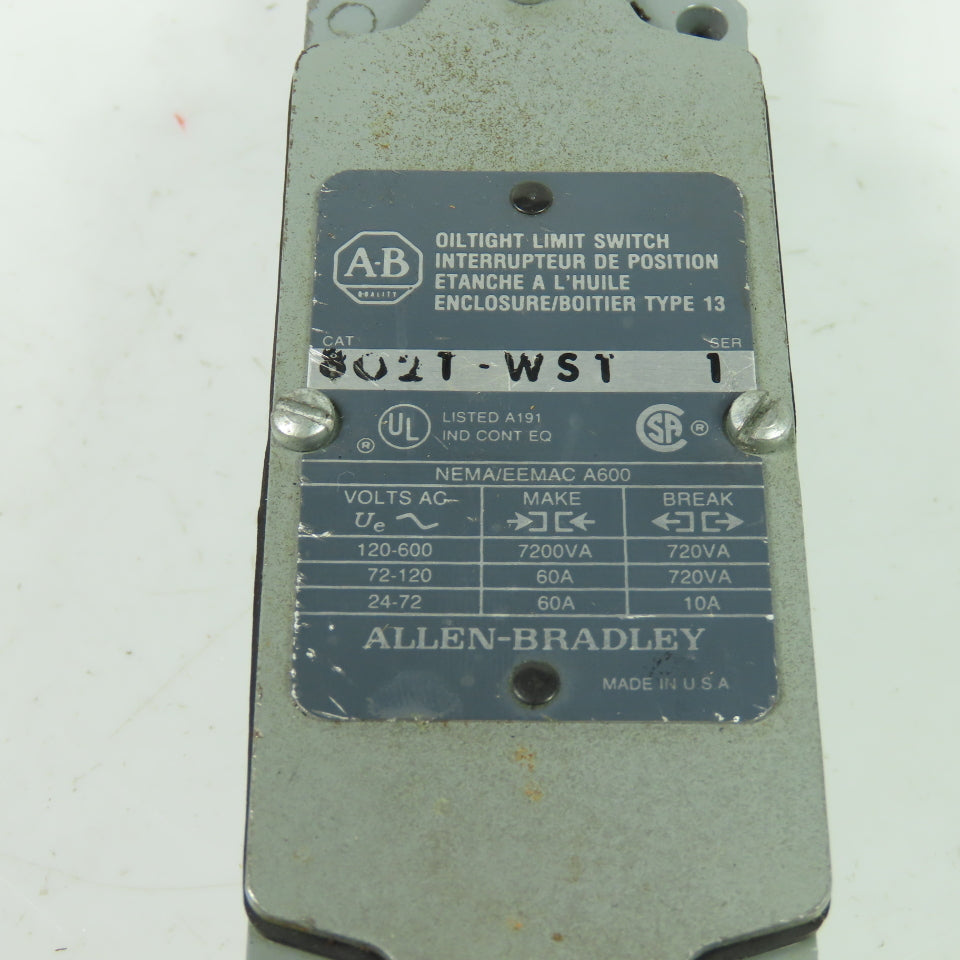 Allen Bradley 802T-WST Ser 1 Limit Switch 600VAC 3-1/2" Coil Spring