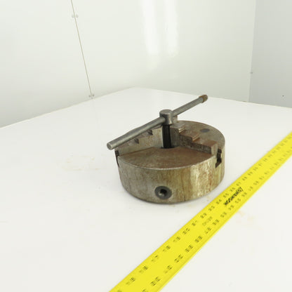 10" OD 3 Jaw Self Centering Scroll Lathe Chuck 3.1" Thru Hole 1" W Jaws W/Handle