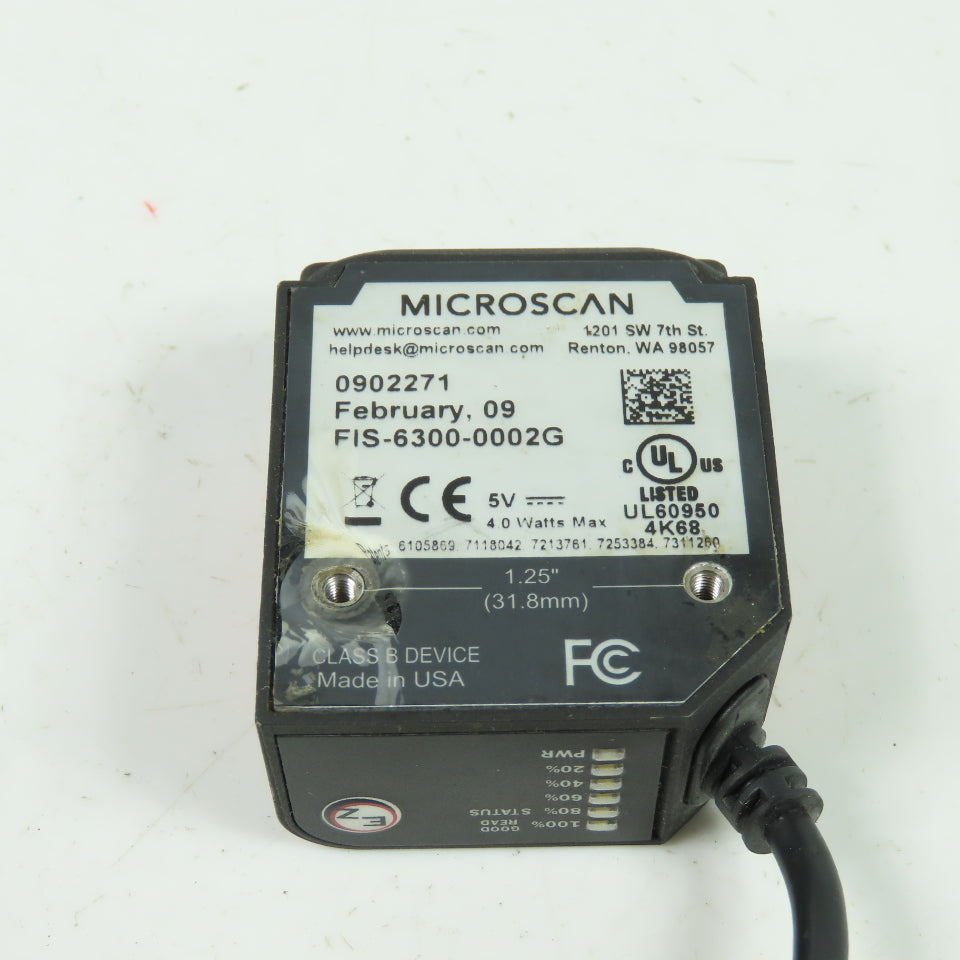 Rjl Microscanner Microscan FIS-6300-0002G Mini Quadrus Barcode Scanner Reader 5VDC ...