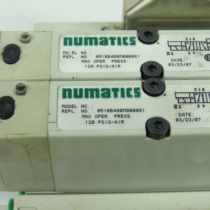 Numatics 051BB400M000061 Pneumatic Solenoid Valve Manifold Block 120PSI 24VDC