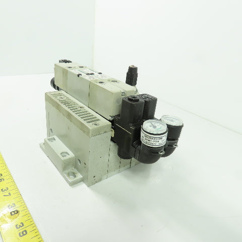 Numatics 051BB400M000061 Pneumatic Solenoid Valve Manifold Block 120PSI 24VDC