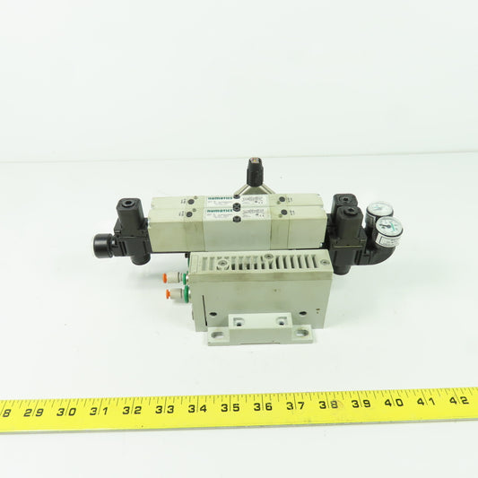 Numatics 051BB400M000061 Pneumatic Solenoid Valve Manifold Block 120PSI 24VDC