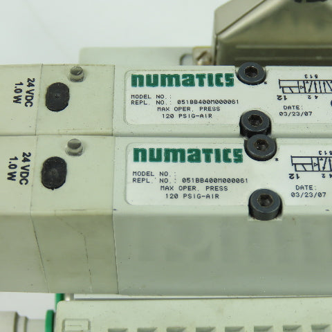 Numatics 051BB400M000061 Pneumatic Solenoid Valve Manifold Block 120PSI 24VDC