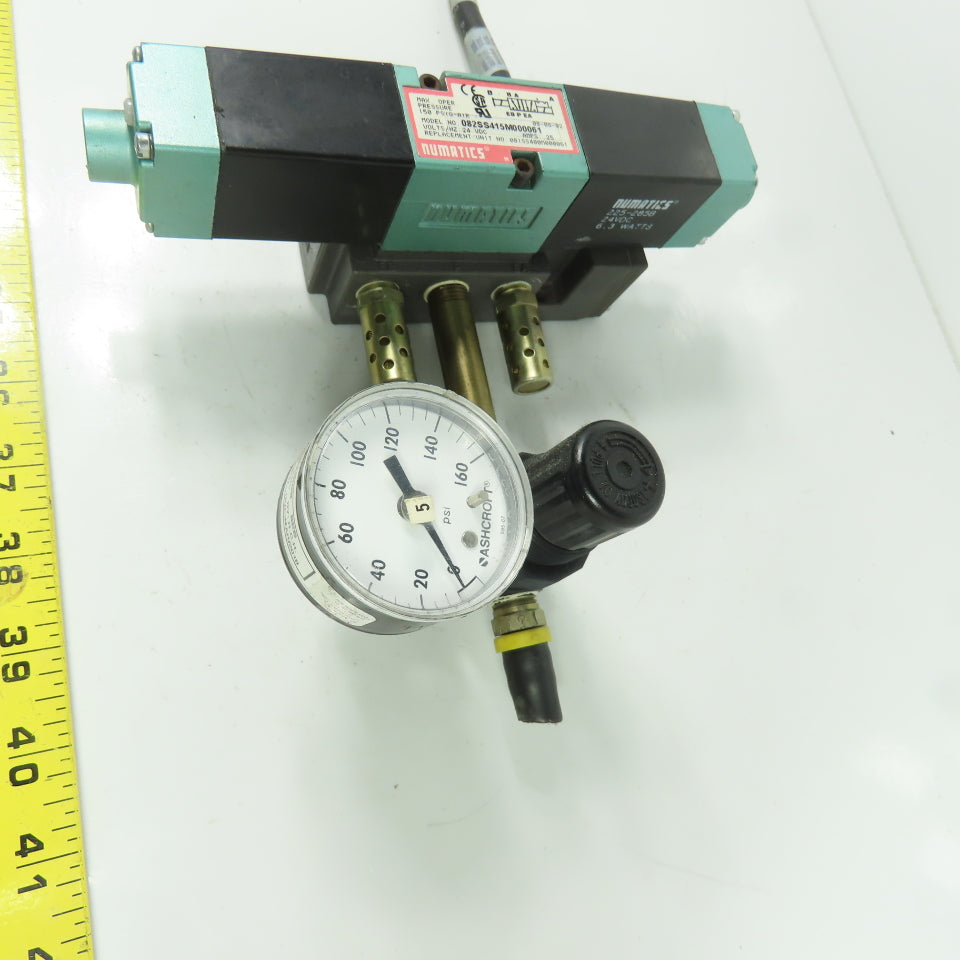 Numatics 082SS415M000061 24VDC Pneumatic Solenoid Valve 150PSI 25A W/Gage