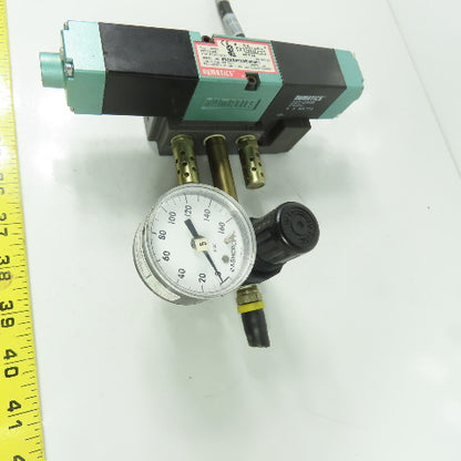 Numatics 082SS415M000061 24VDC Pneumatic Solenoid Valve 150PSI 25A W/Gage