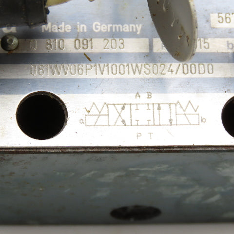 Bosch 0 810 091 203 4/3 Way Closed Center Hydraulic Double Solenoid Valve 24VDC