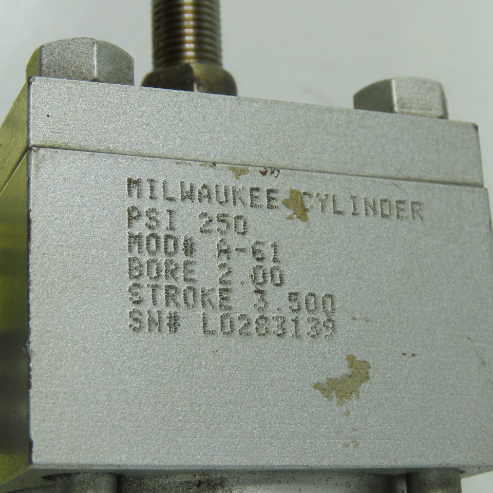 Milwakee A-61 Double Acting Hydraulic Cylinder 2" Bore 3.5" Stroke 250PSI