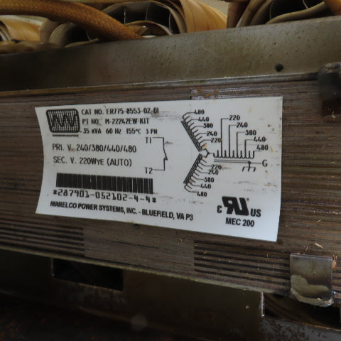 Marelco ER775-8553-02 35kVA Machine Transformer Pri 240/380/440/480 Sec 220WYE