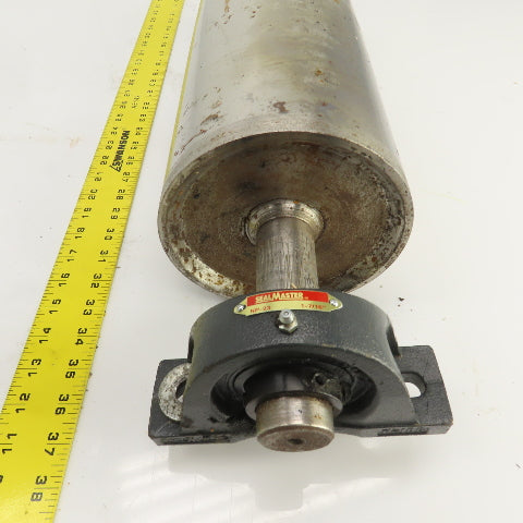 6.420" OD x 16-3/4" Crowned Face Conveyor Tail Drum Roller W/ Pillow Blocks