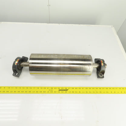 6.420" OD x 16-3/4" Crowned Face Conveyor Tail Drum Roller W/ Pillow Blocks