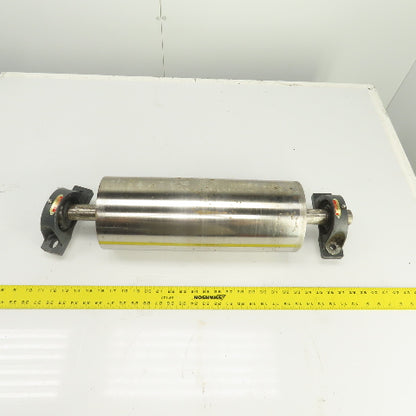 6.420" OD x 16-3/4" Crowned Face Conveyor Tail Drum Roller W/ Pillow Blocks