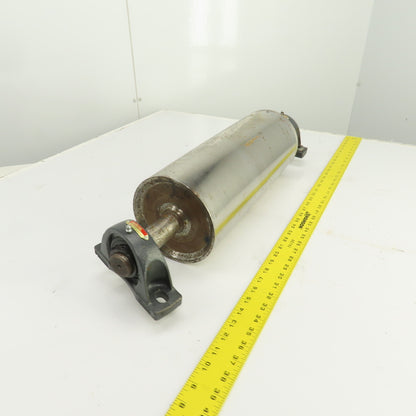 6.420" OD x 16-3/4" Crowned Face Conveyor Tail Drum Roller W/ Pillow Blocks