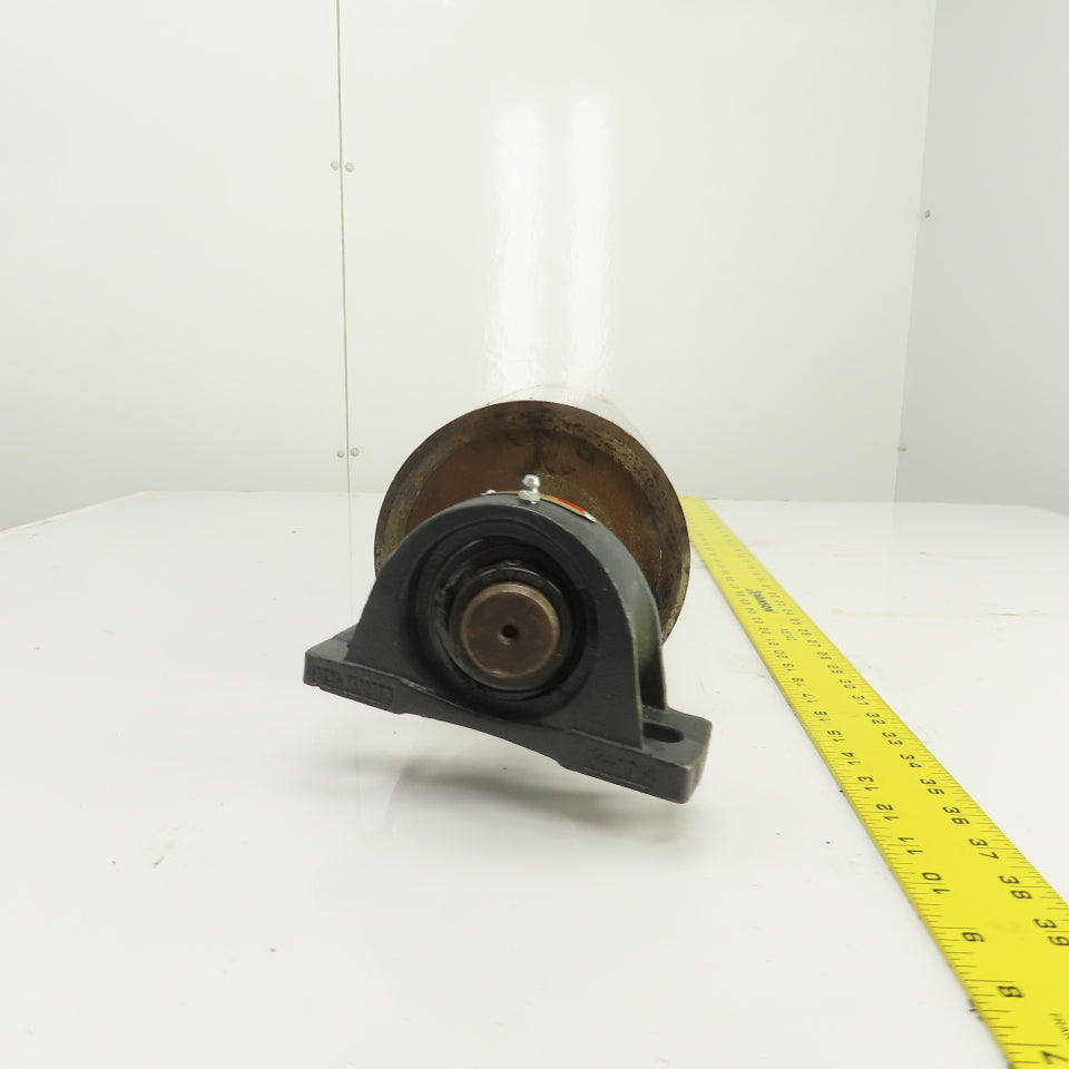 6.420" OD x 16-3/4" Crowned Face Conveyor Tail Drum Roller W/ Pillow Blocks