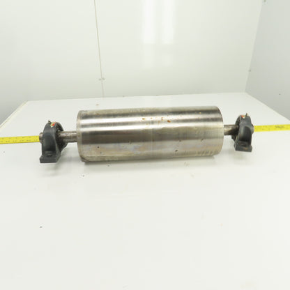 6.420" OD x 16-3/4" Crowned Face Conveyor Tail Drum Roller W/ Pillow Blocks