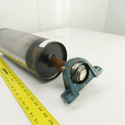 6" OD x 16-3/4" Crowned Face Conveyor Tail Drum Roller W/ Pillow Blocks