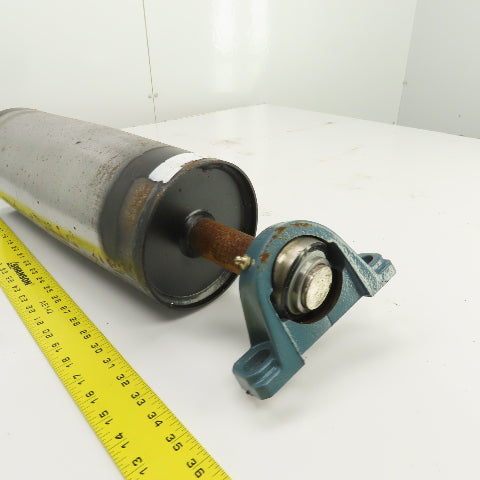 6" OD x 16-3/4" Crowned Face Conveyor Tail Drum Roller W/ Pillow Blocks