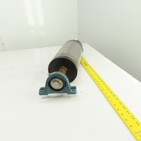6" OD x 16-3/4" Crowned Face Conveyor Tail Drum Roller W/ Pillow Blocks