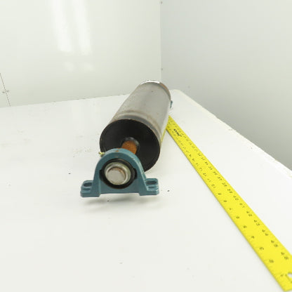 6" OD x 16-3/4" Crowned Face Conveyor Tail Drum Roller W/ Pillow Blocks