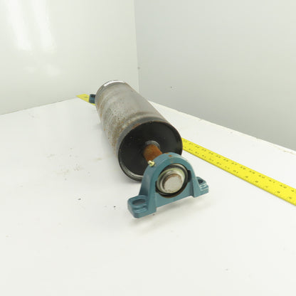 6" OD x 16-3/4" Crowned Face Conveyor Tail Drum Roller W/ Pillow Blocks