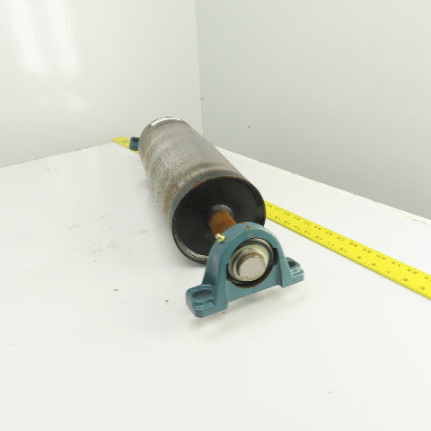 6" OD x 16-3/4" Crowned Face Conveyor Tail Drum Roller W/ Pillow Blocks