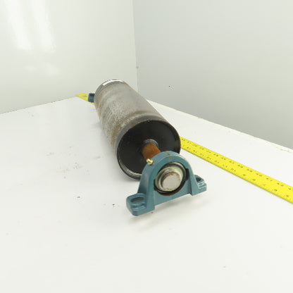6" OD x 16-3/4" Crowned Face Conveyor Tail Drum Roller W/ Pillow Blocks