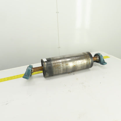6" OD x 16-3/4" Crowned Face Conveyor Tail Drum Roller W/ Pillow Blocks