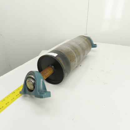 6" OD x 16-3/4" Crowned Face Conveyor Tail Drum Roller W/ Pillow Blocks