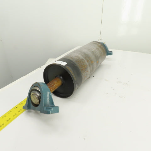 6" OD x 16-3/4" Crowned Face Conveyor Tail Drum Roller W/ Pillow Blocks