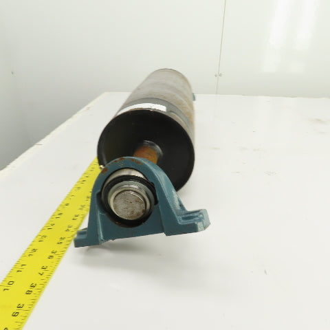 6" OD x 16-3/4" Crowned Face Conveyor Tail Drum Roller W/ Pillow Blocks
