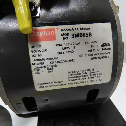 Dayton 3M065B 1/4HP 15" 3 Blade Radiator Fan 230V 1PH 1625RPM/2 SPD W/Mount