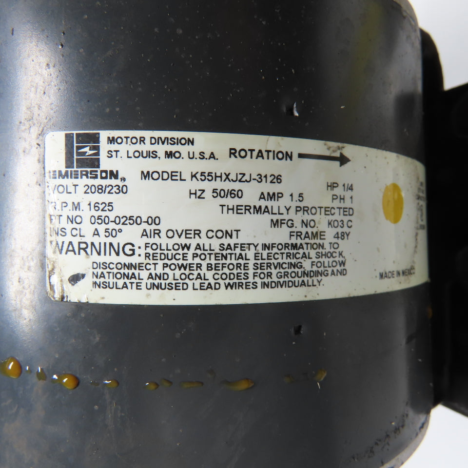 Emerson K55HXJZJ-3126 1/4HP 15" 3 Blade Radiator Fan 230V 1PH 1625RPM W/Mount