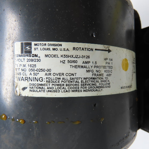 Emerson K55HXJZJ-3126 1/4HP 15" 3 Blade Radiator Fan 230V 1PH 1625RPM W/Mount