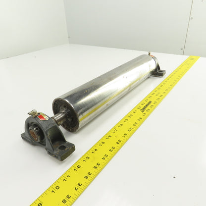 3.5" OD x 17" Flat Face Conveyor Tail Drum Roller W/ Pillow Blocks