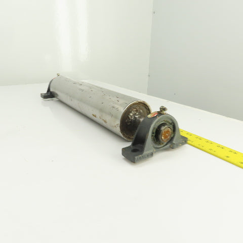 3.5" OD x 17" Flat Face Conveyor Tail Drum Roller W/ Pillow Blocks