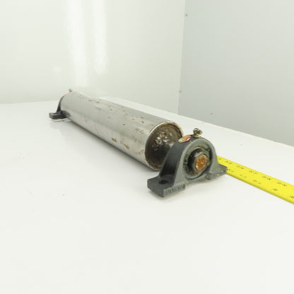 3.5" OD x 17" Flat Face Conveyor Tail Drum Roller W/ Pillow Blocks