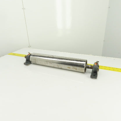 3.5" OD x 17" Flat Face Conveyor Tail Drum Roller W/ Pillow Blocks