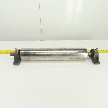 3.5" OD x 17" Flat Face Conveyor Tail Drum Roller W/ Pillow Blocks