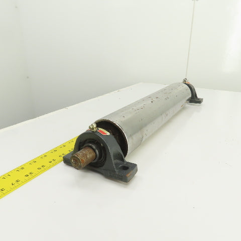 3.5" OD x 17" Flat Face Conveyor Tail Drum Roller W/ Pillow Blocks