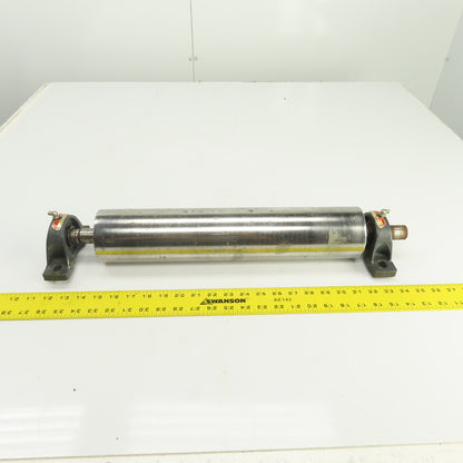 3.5" OD x 17" Flat Face Conveyor Tail Drum Roller W/ Pillow Blocks