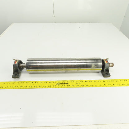 3.5" OD x 17" Flat Face Conveyor Tail Drum Roller W/ Pillow Blocks